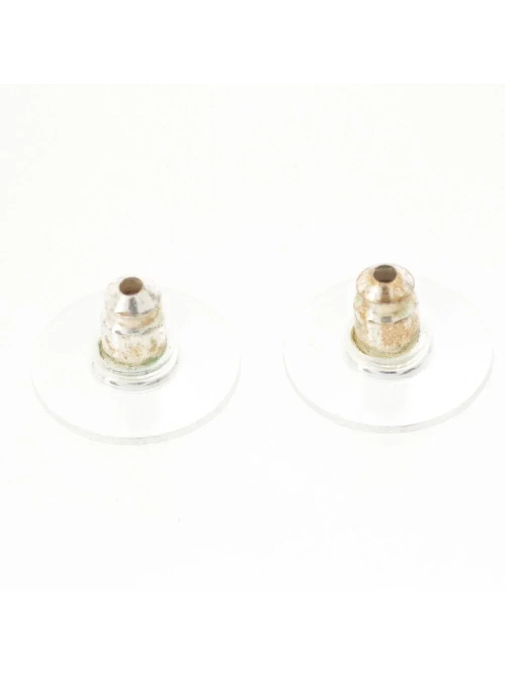 Chanel 25c CC Logo Ball Earrings Silver White